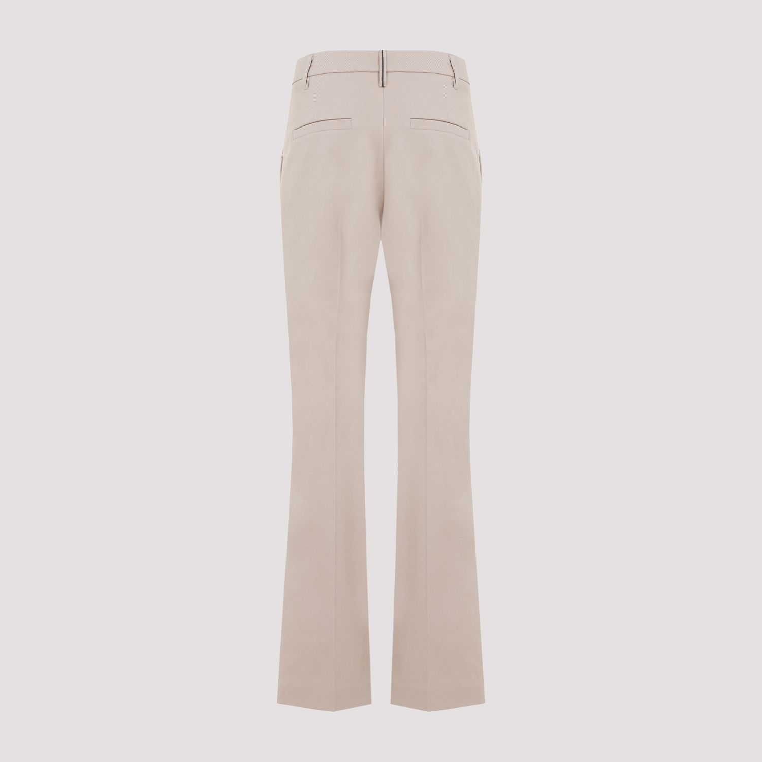BRUNELLO CUCINELLI  Pantaloni in Cotone Sabbia con Dettaglio Monili Brunello Cucinelli Italy