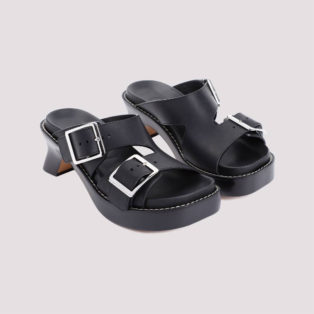 LOEWE  Stivaletti LOEWE in Pelle Nera con Tacco 7cm Nuovo