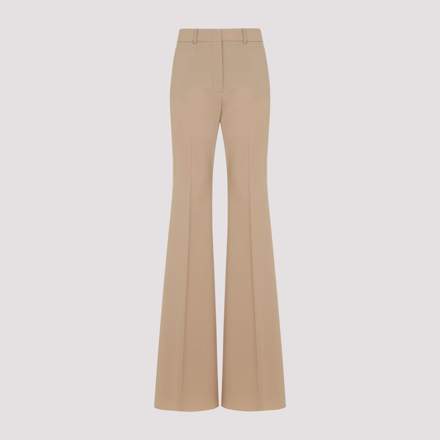 SPORTMAX  Pantaloni Svasati in Lana Vergine Beige Sportmax da Donna Vendita