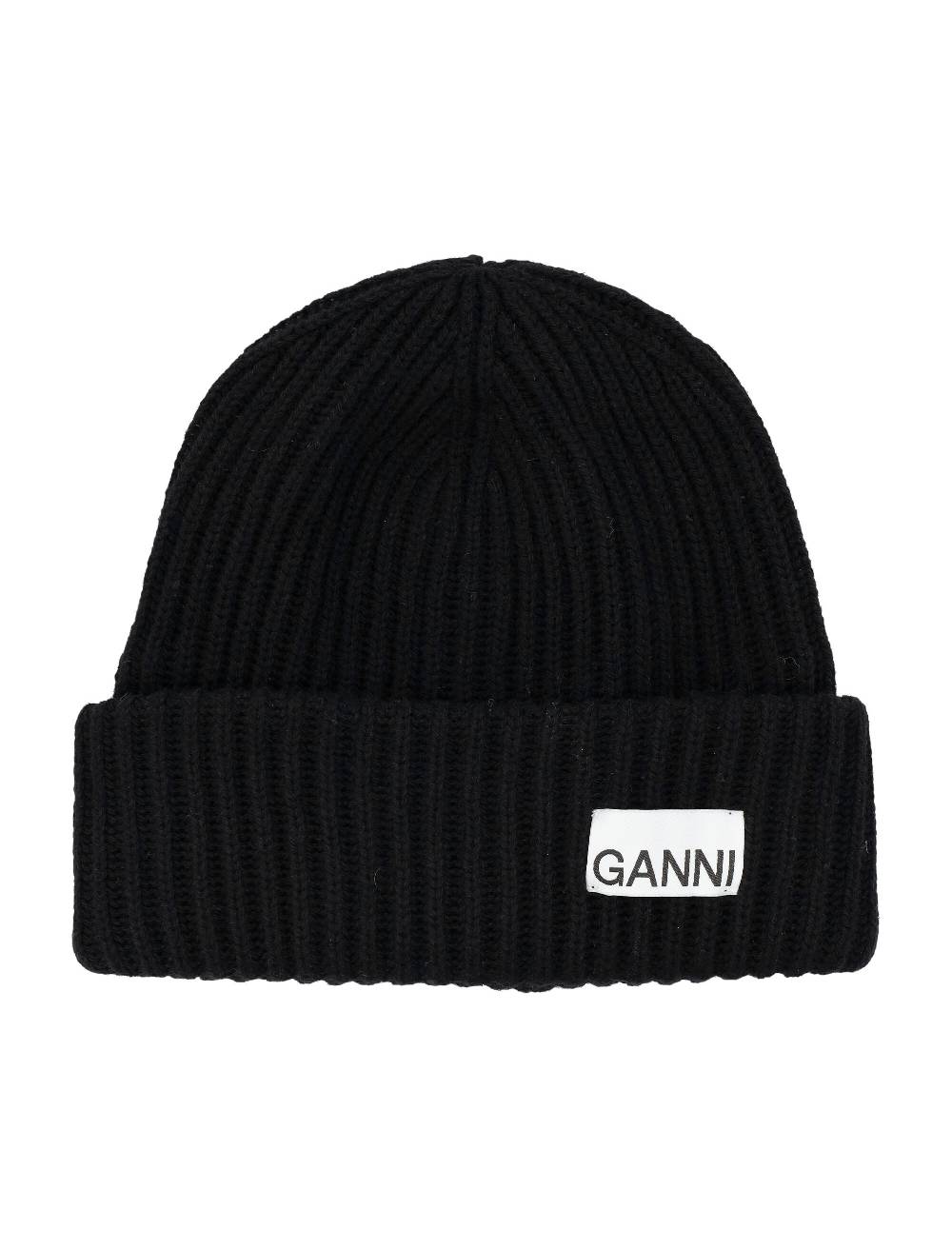 GANNI Berretto di Lana Nero GANNI da Donna - Cappello in Maglia a Costine Eco-Sostenibile