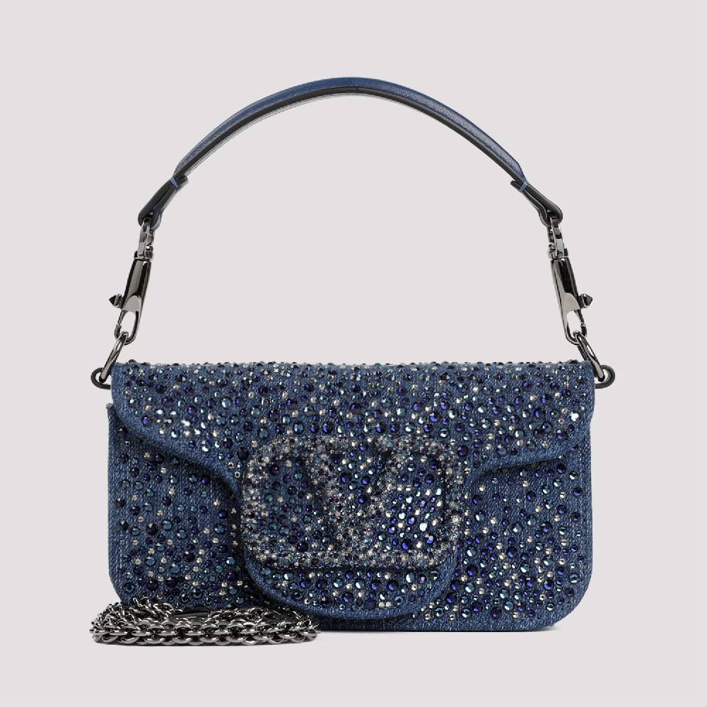VALENTINO GARAVANI  Borsa a Spalla Piccola Blu con Strass di Valentino Garavani Vendita Economica