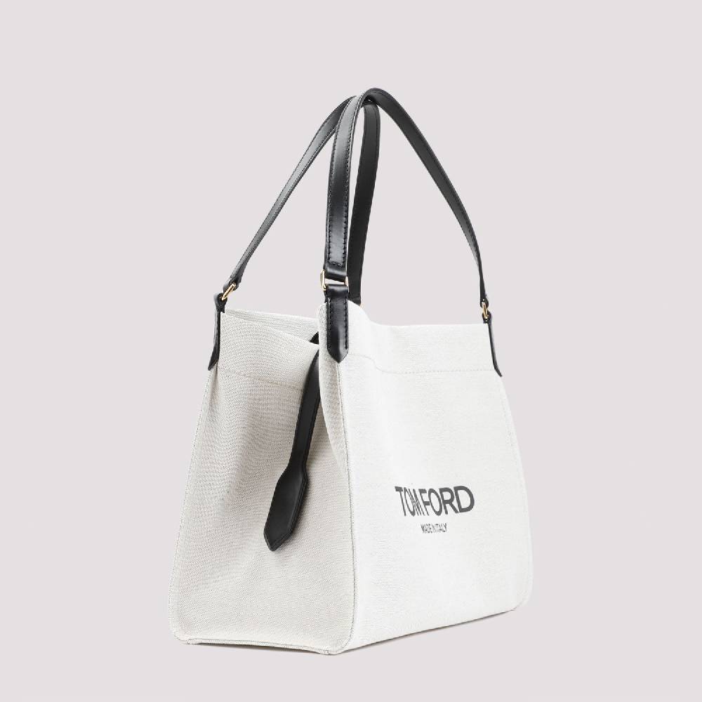 TOM FORD  Borsa Tote Shopper Cotone e Pelle Nera Tom Ford Moda