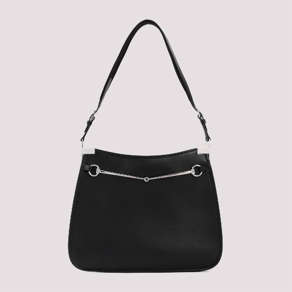 GUCCI  Borsa GUCCI in Pelle Nappa Nera con Accessori Argentati Nuovo