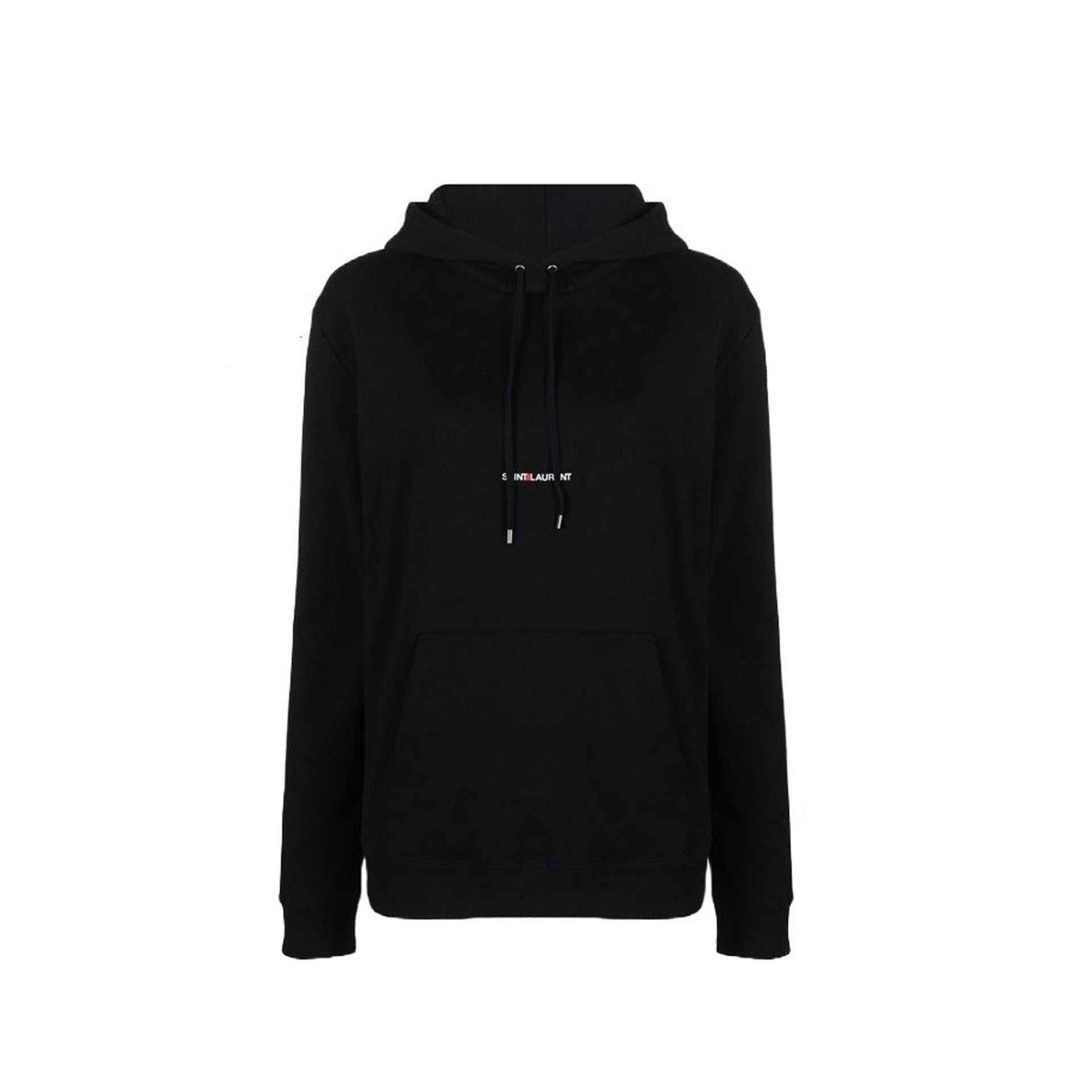 SAINT LAURENT Felpa con Cappuccio Nera Logo SAINT LAURENT in Cotone per Donna