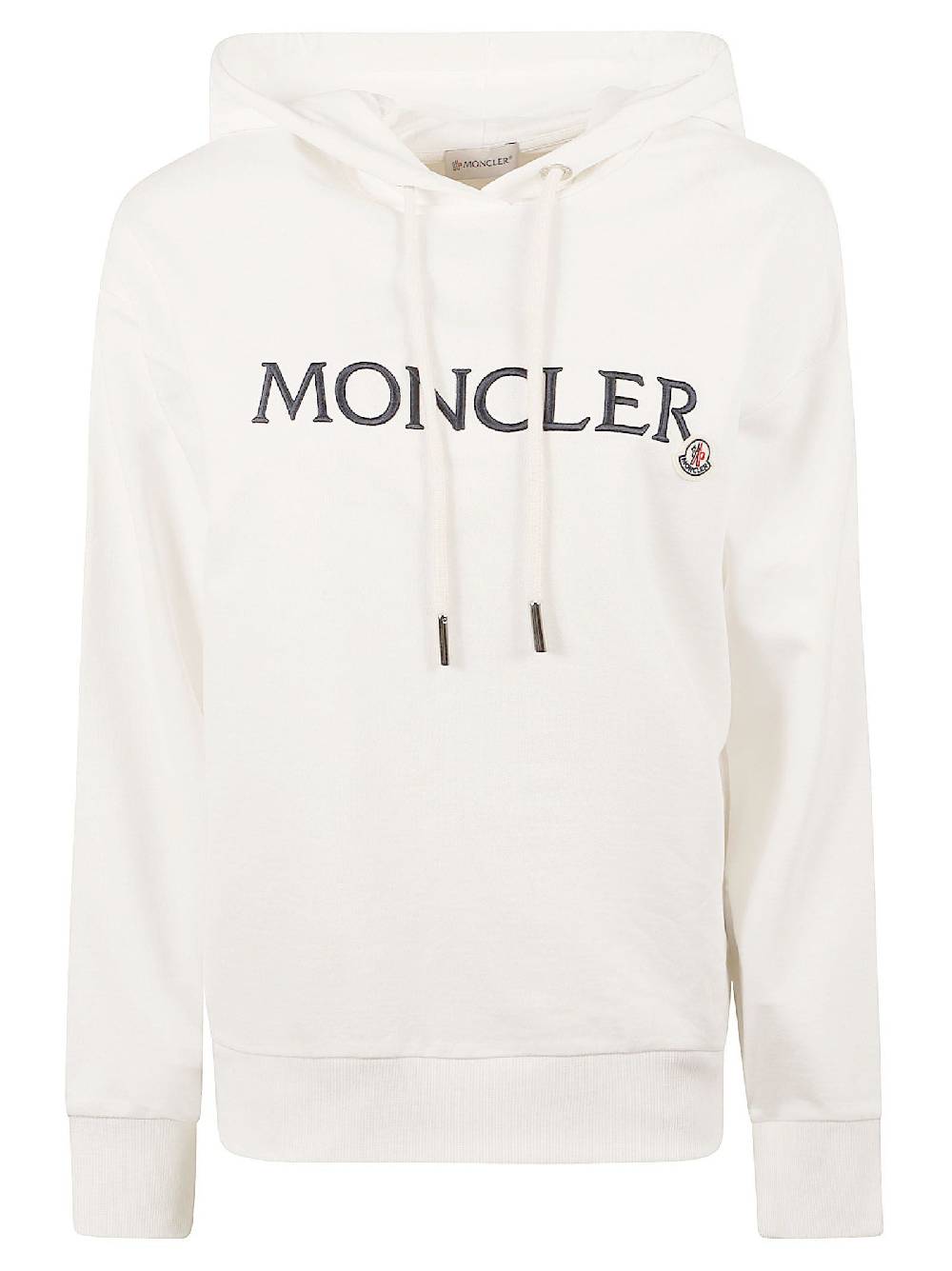 MONCLER  Felpa con Cappuccio Moncler in Cotone Bianco per Donna Negozi Online