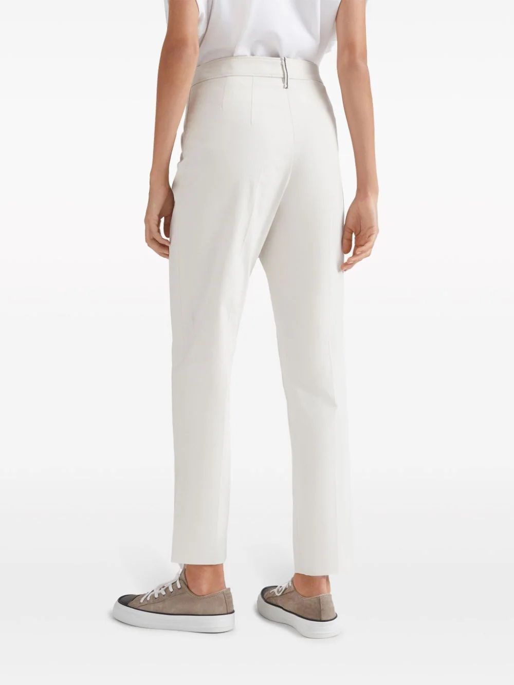 BRUNELLO CUCINELLI  Pantaloni Donna Bianchi in Cotone Elasticizzato Brunello Cucinelli Acquista Ora