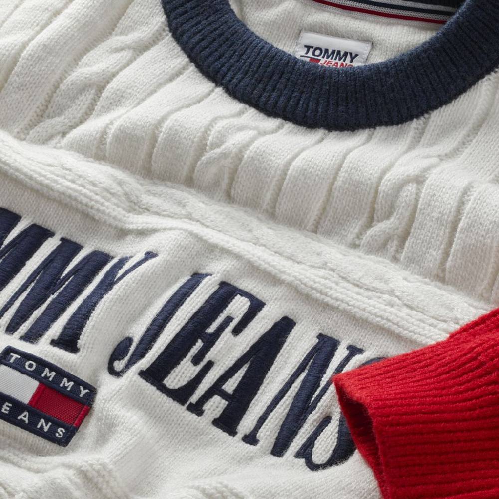 TOMMY JEANS  Felpa di Cotone Bianca Tommy Jeans Donna Affare Del Giorno