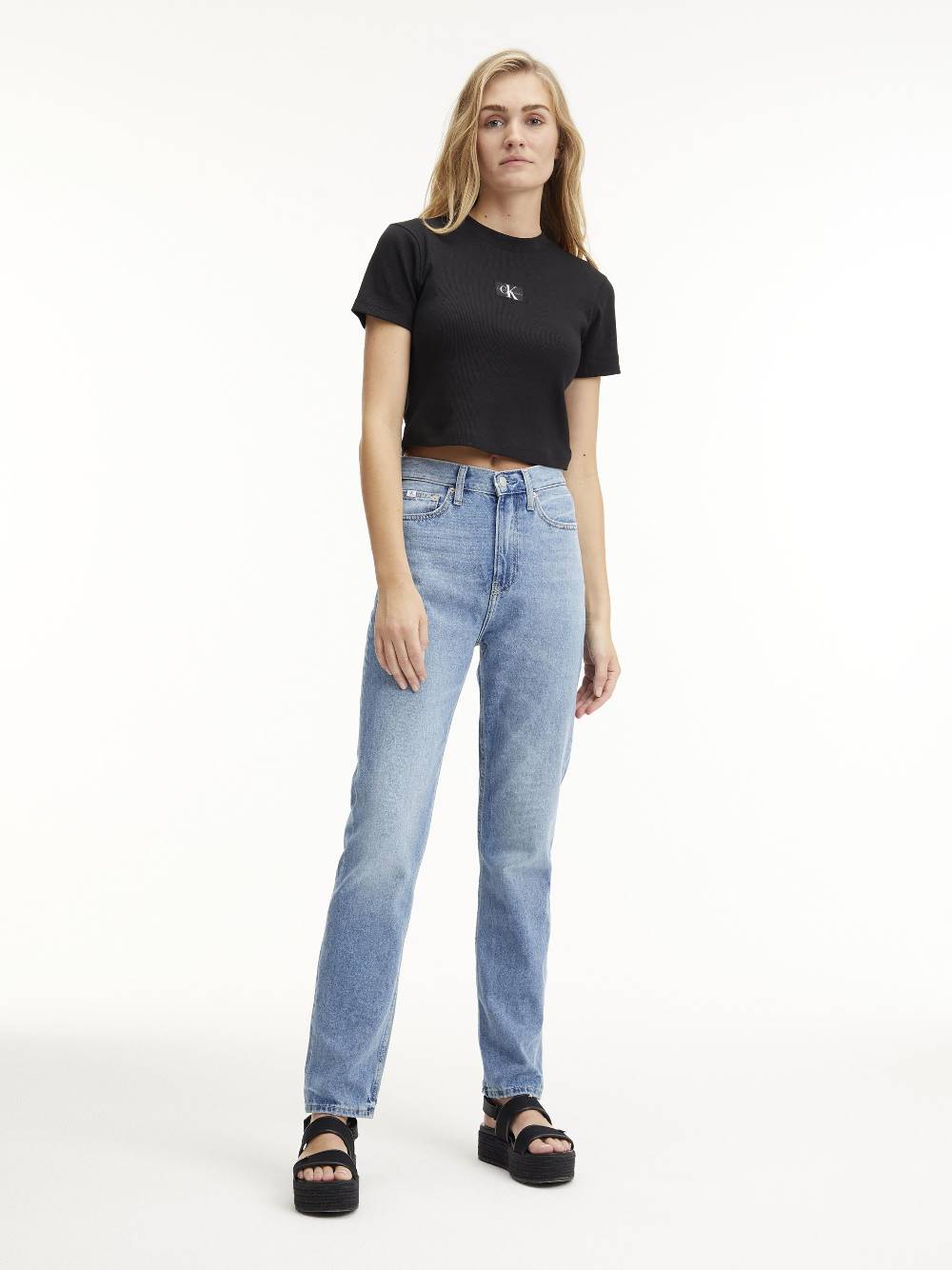 CALVIN KLEIN  Jeans Slim Fit a Vita Alta Calvin Klein in Azzurro Sottocosto