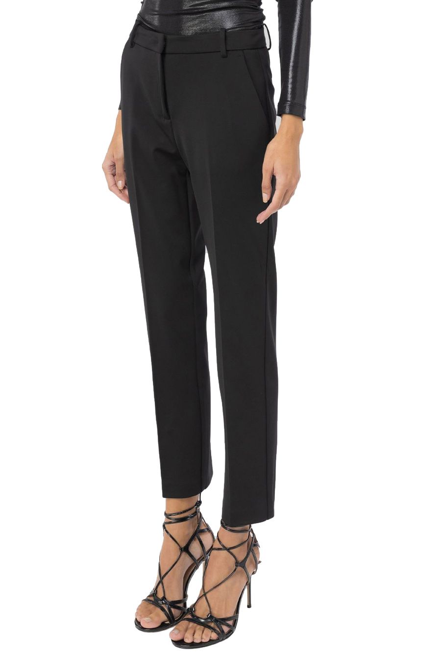 PINKO  Pantaloni Neri in Misto Viscosa PINKO da Donna Novità