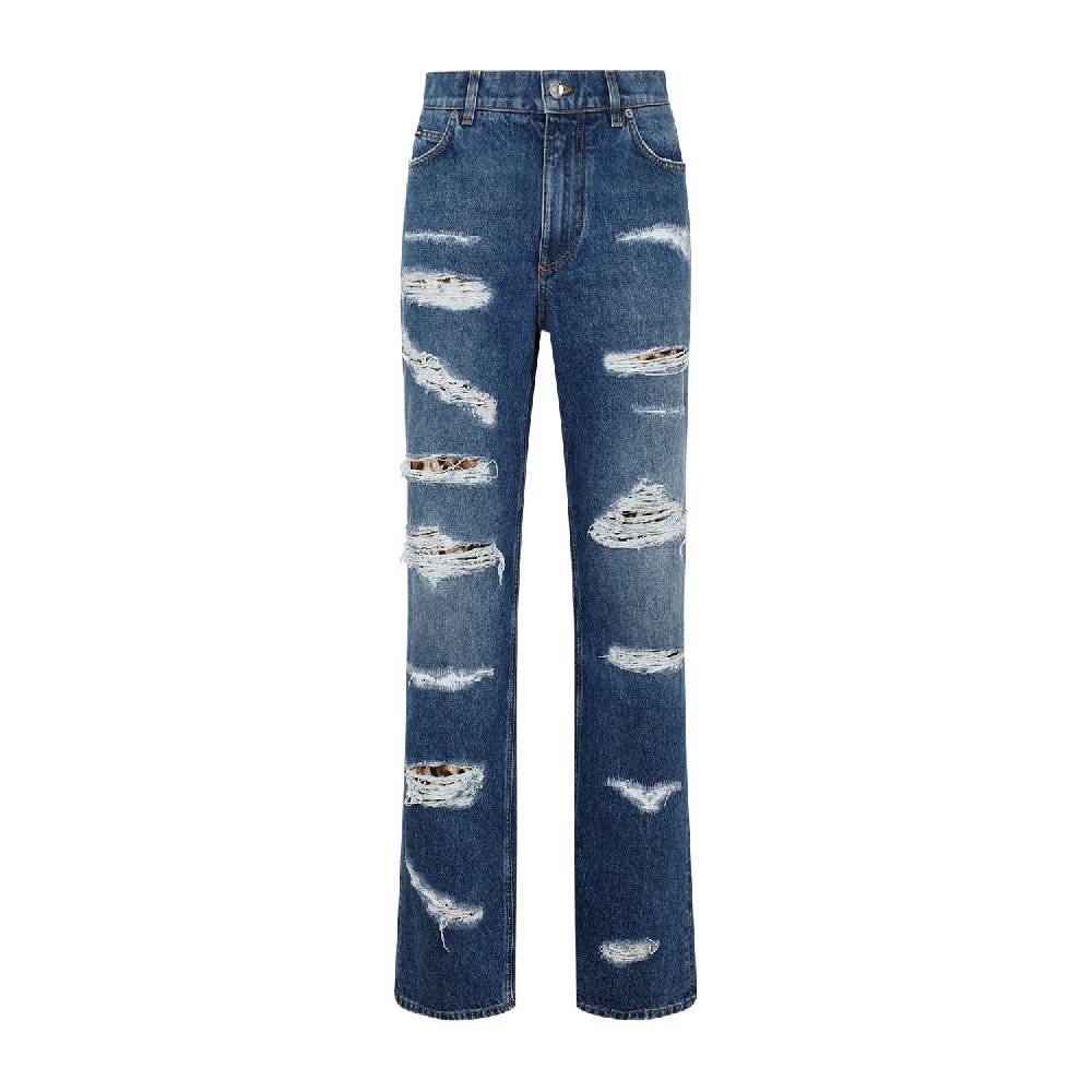 DOLCE & GABBANA  Jeans Distressed Cotone Blu Dolce & Gabbana Presa