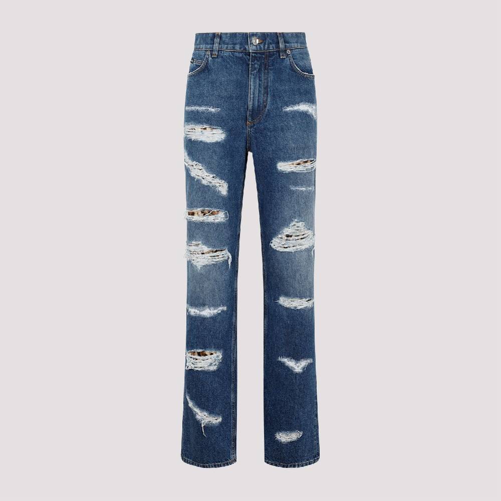 DOLCE & GABBANA  Jeans Distressed Cotone Blu Dolce & Gabbana Presa