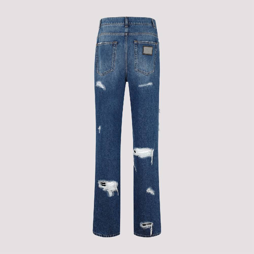 DOLCE & GABBANA  Jeans Distressed Cotone Blu Dolce & Gabbana Presa