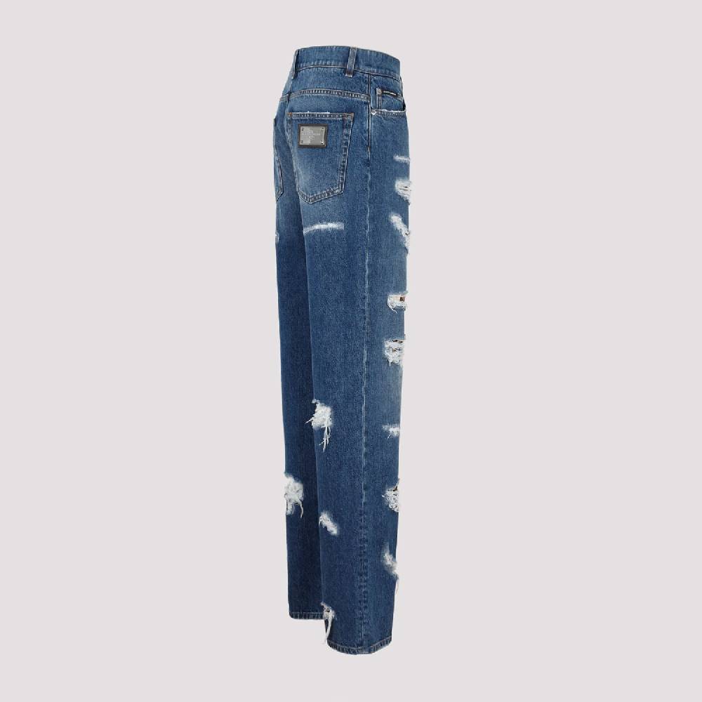 DOLCE & GABBANA  Jeans Distressed Cotone Blu Dolce & Gabbana Presa