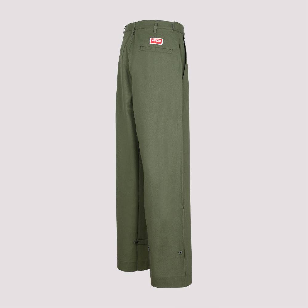 KENZO  Pantaloni Oversize in Cotone Kaki Scuro da Uomo KENZO Sconto