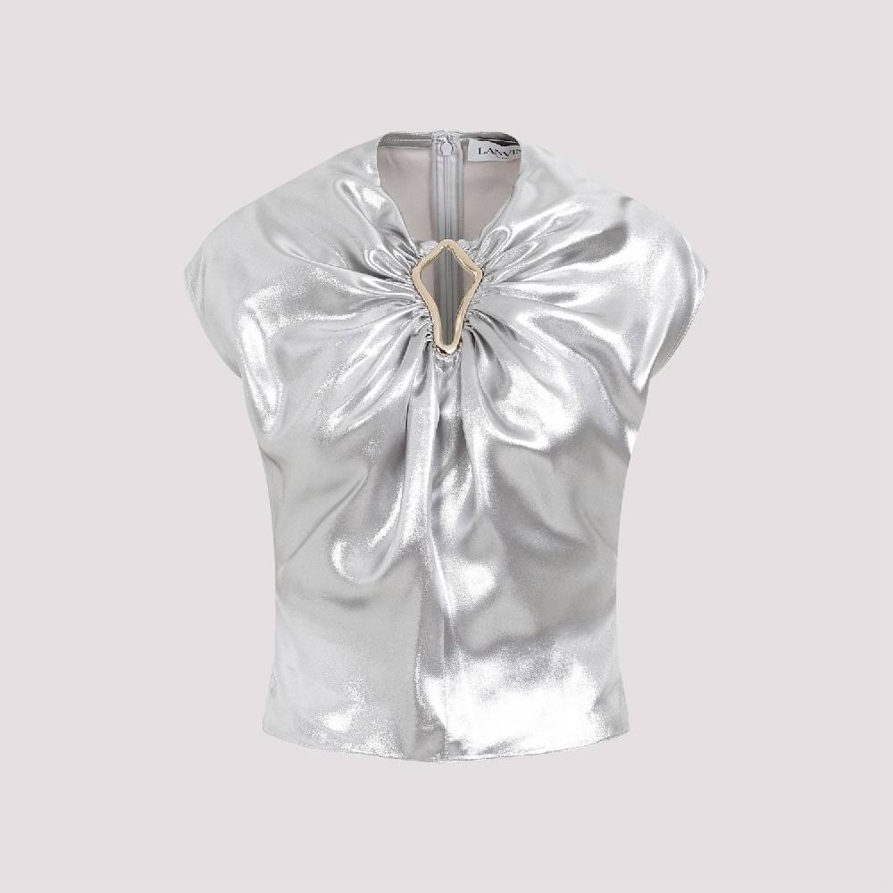 LANVIN  Top Drappeggiato Argento Metallizzato Lanvin - Viscosa 2025