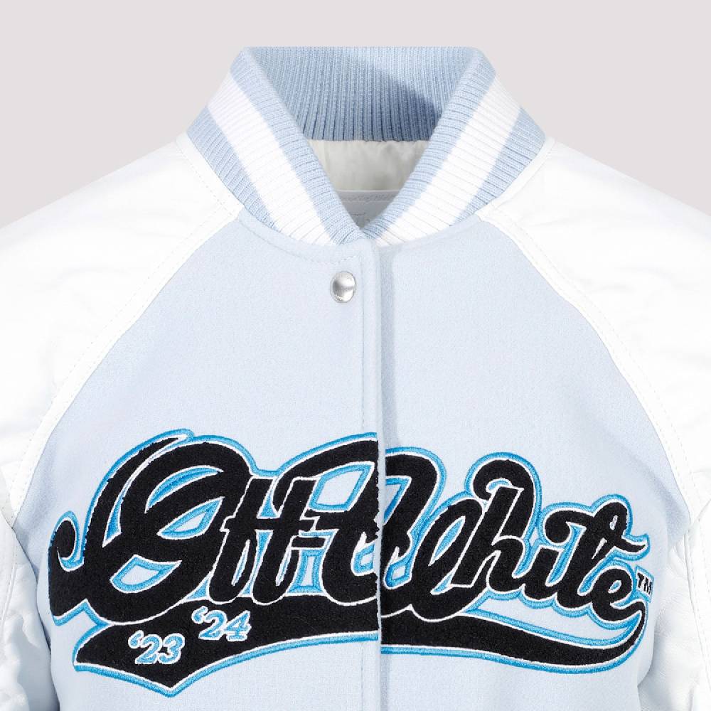 OFF-WHITE  Giacca Varsity in Pelle e Lana Blu Off-White 2025