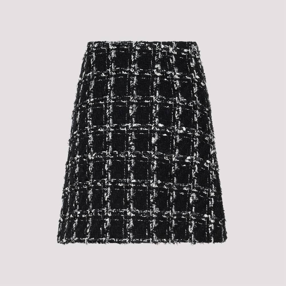 GIAMBATTISTA VALLI  Minigonna in Tweed Giambattista Valli - Quadri Bianco e Nero In Linea