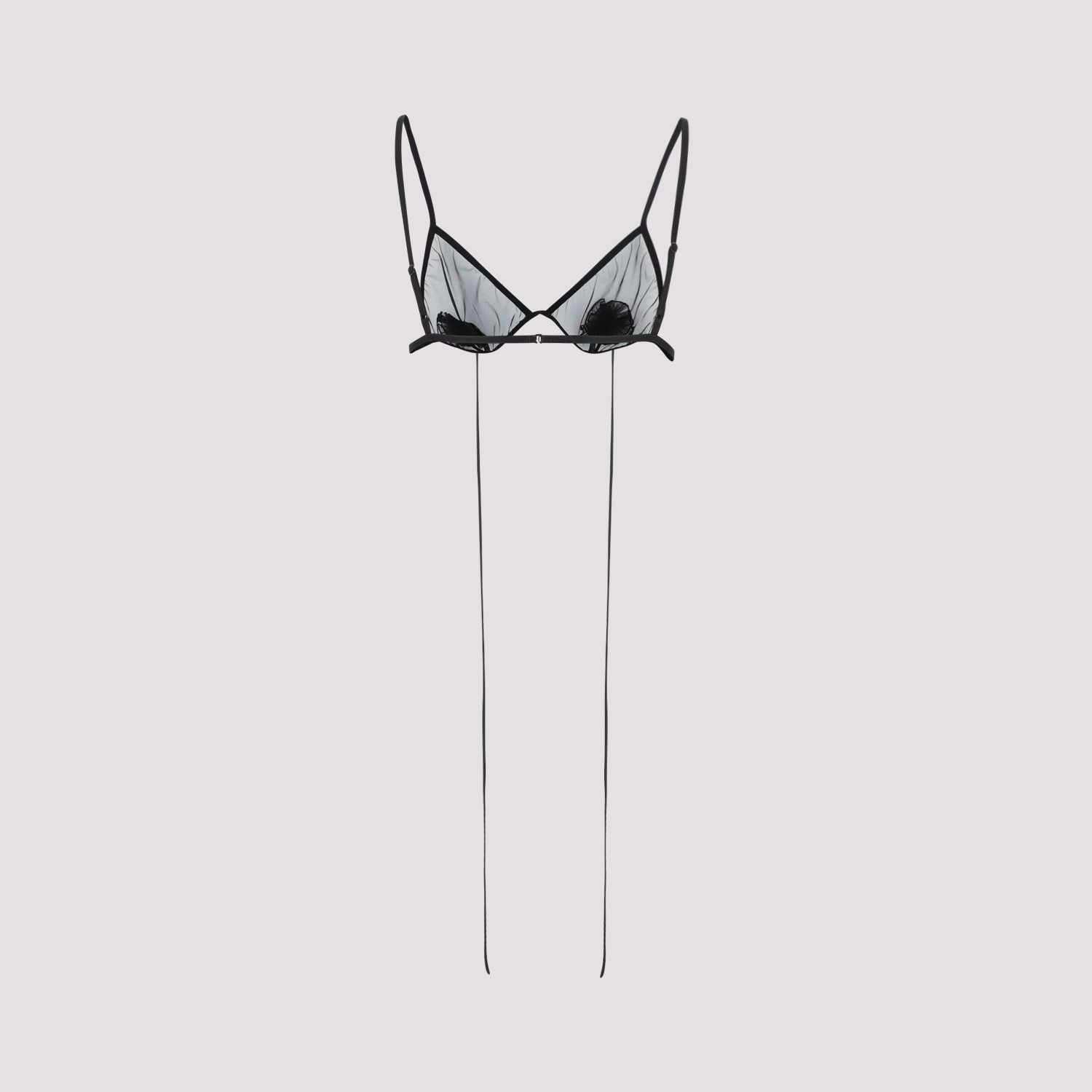 NENSI DOJAKA  Reggiseno Nensi Dojaka Nero Trasparente con Fiore Pezzi Unici