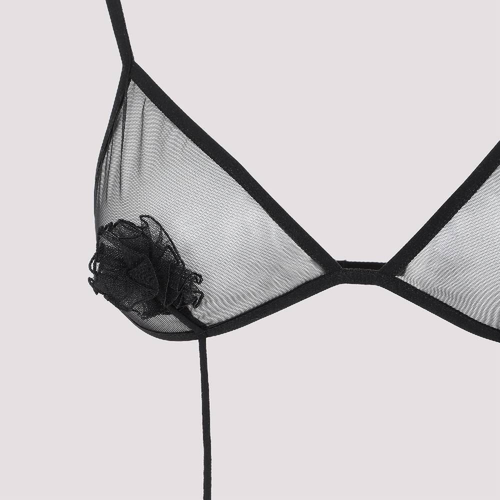 NENSI DOJAKA  Reggiseno Nensi Dojaka Nero Trasparente con Fiore Pezzi Unici