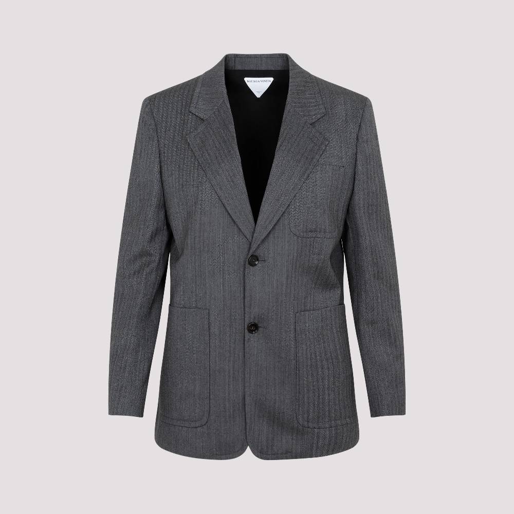 BOTTEGA VENETA  Blazer di Lana Chevron Grigio Bottega Veneta per Donna Soddisfazione Garantita