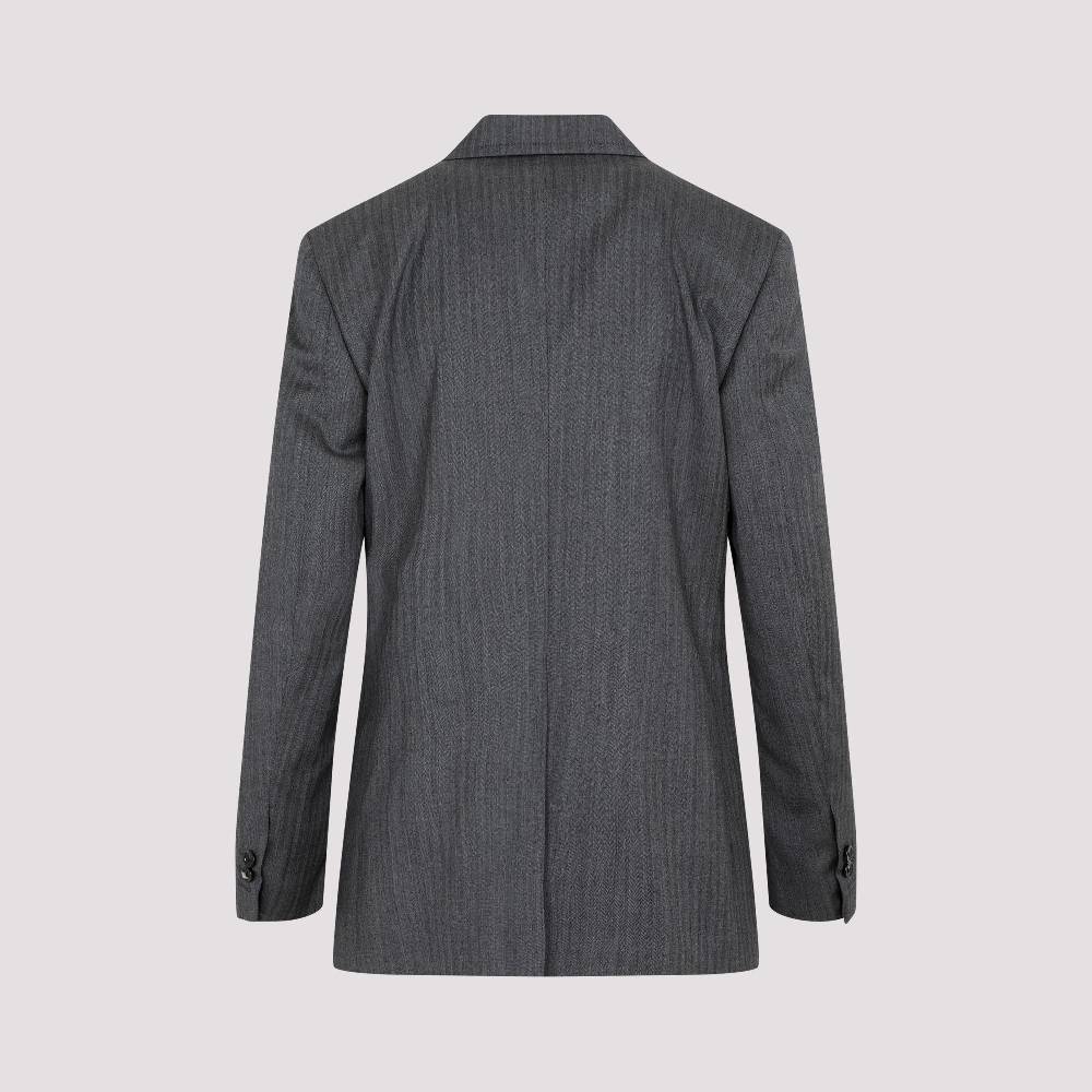 BOTTEGA VENETA  Blazer di Lana Chevron Grigio Bottega Veneta per Donna Soddisfazione Garantita