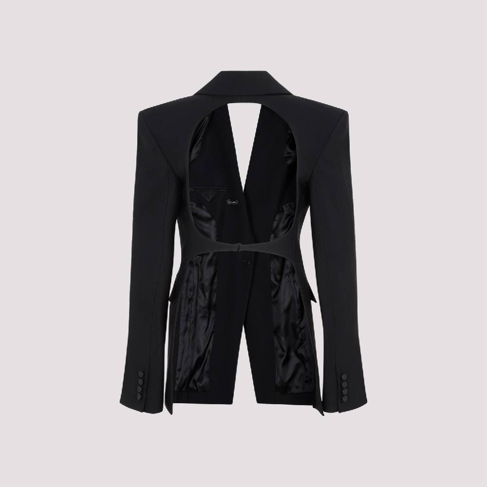 MUGLER  Giacca Avvolgente in Misto Lana Nera MUGLER Donna Qualità Garantita