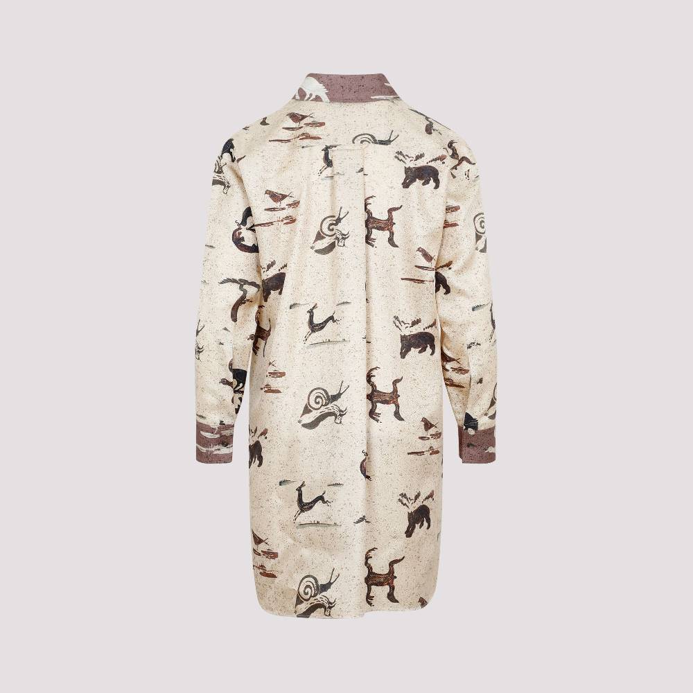 LOEWE  Camicia Oversize da Donna Loewe in Seta Beige con Stampa Animalier Sottocosto