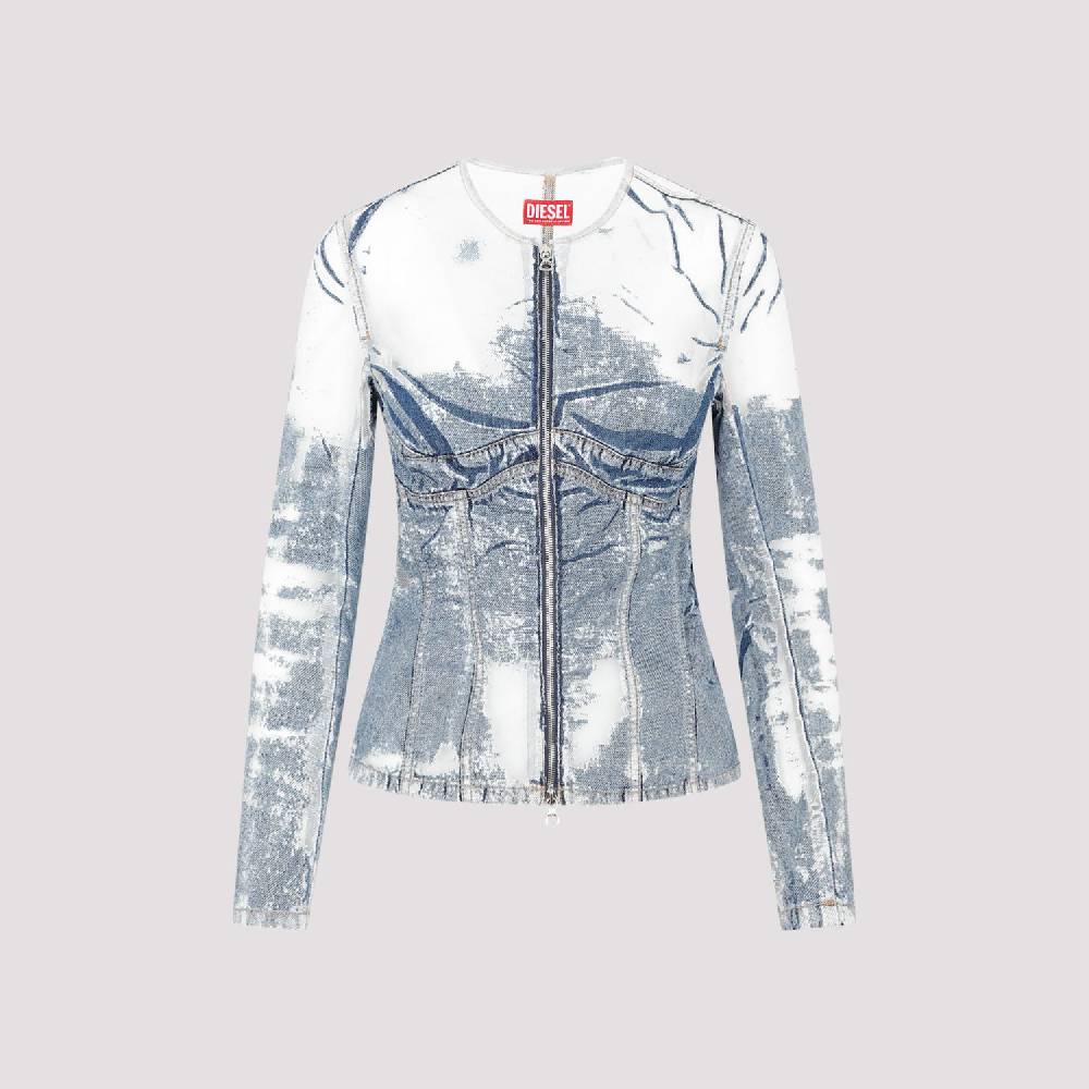 DIESEL  Giacca di Jeans Strappata Blu DIESEL in Cotone da Donna Novità