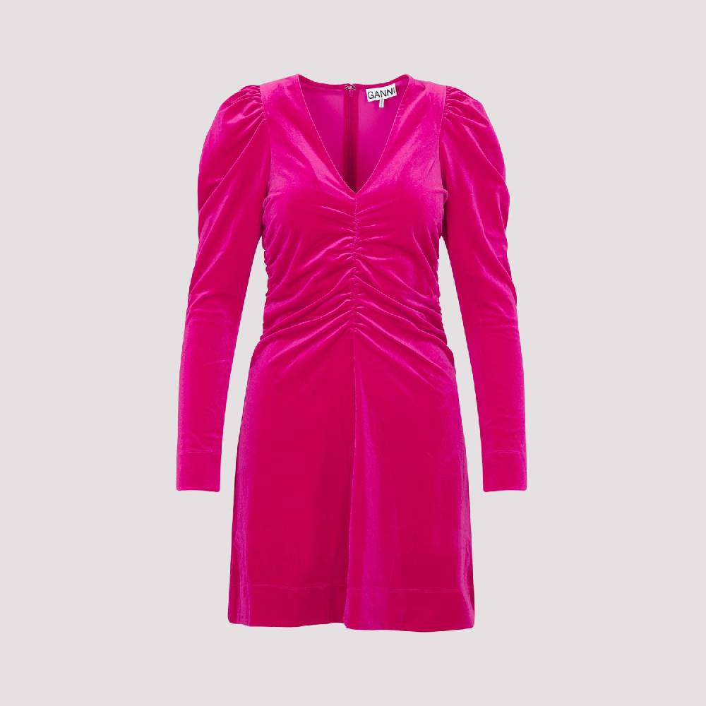GANNI  Abito Mini in Velluto GANNI Love Potion - Rosa & Viola Sconto