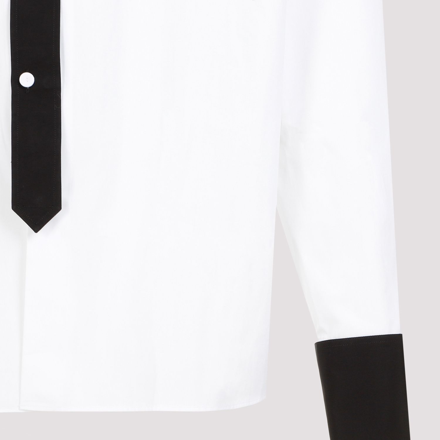 PRADA  Camicia Prada Uomo Cotone Bianco con Colletto a Contrasto Nero Offerta