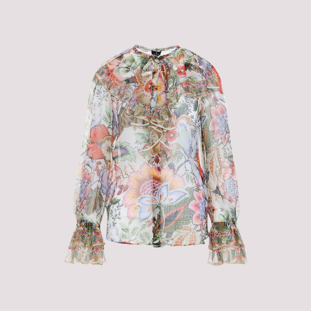 ETRO  Camicia ETRO in Seta Floreale con Ruche - Multicolore Online