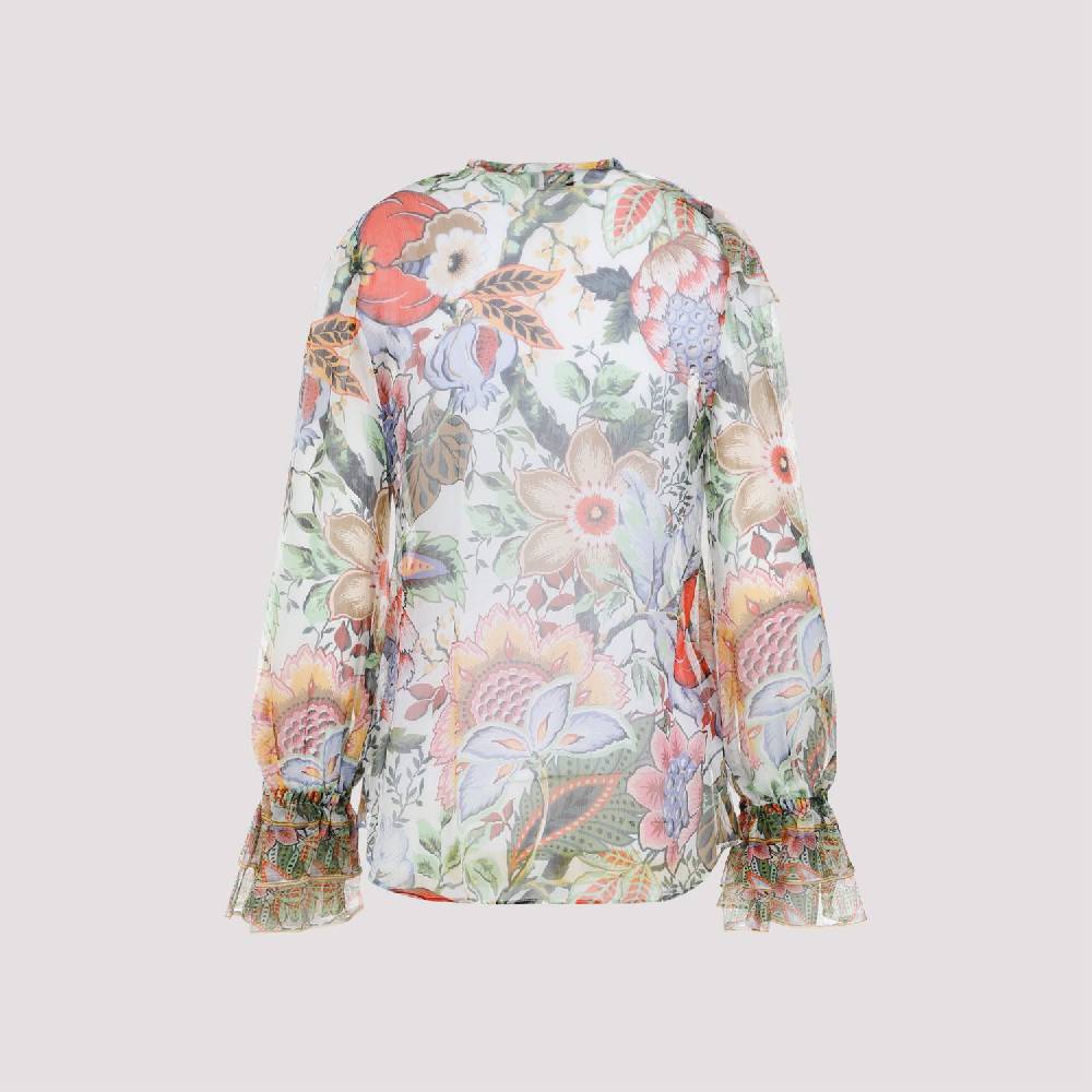 ETRO  Camicia ETRO in Seta Floreale con Ruche - Multicolore Online