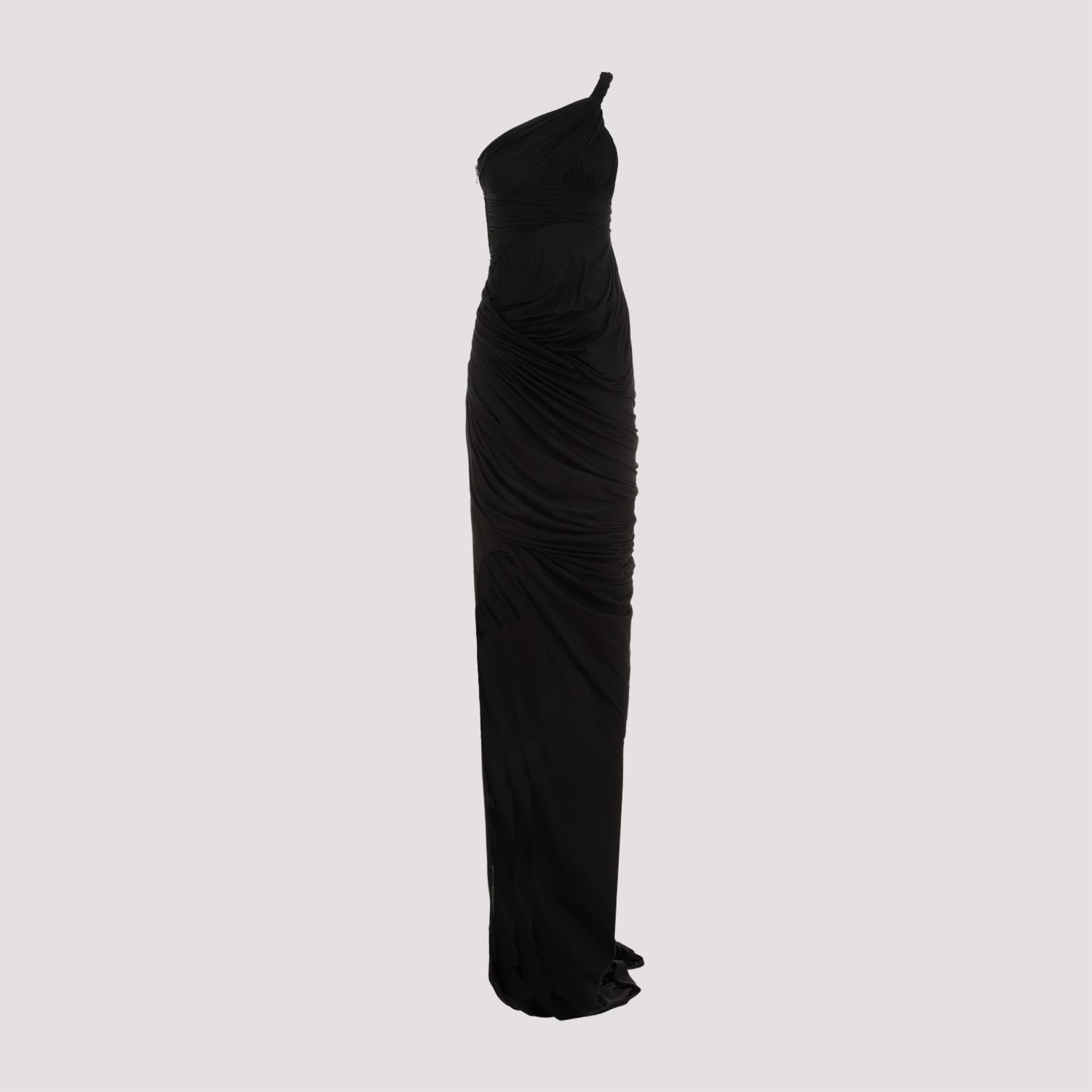 RICK OWENS  Abito Drappeggiato Monospalla Nero in Cotone di Rick Owens Outlet