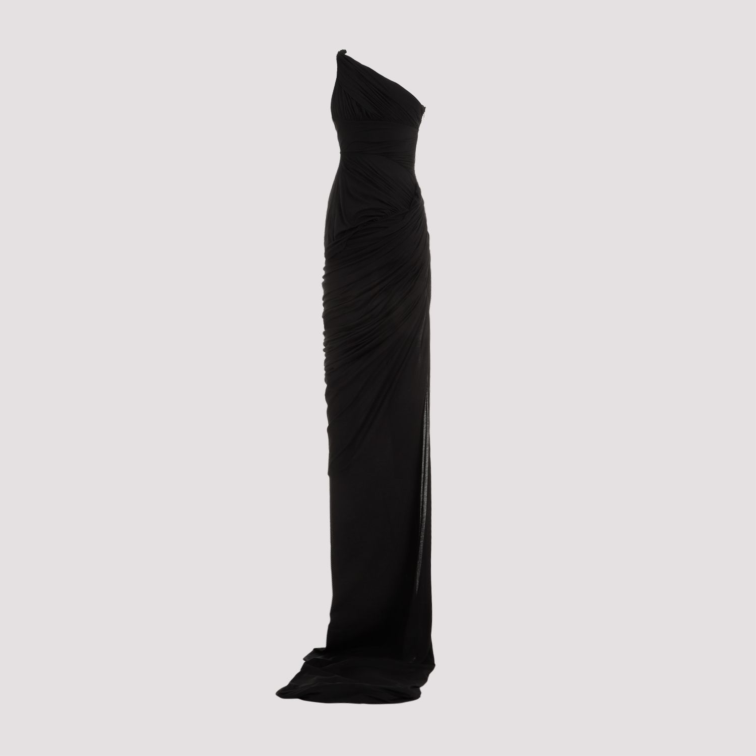 RICK OWENS  Abito Drappeggiato Monospalla Nero in Cotone di Rick Owens Outlet