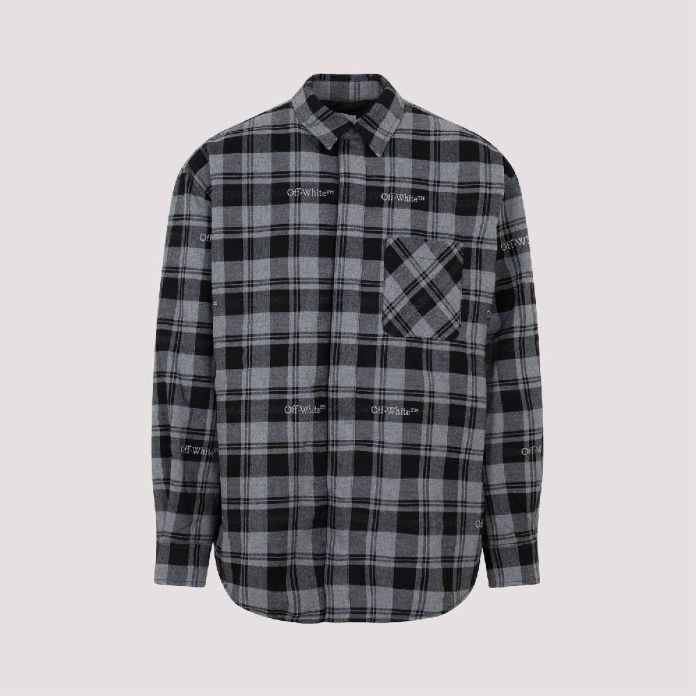 OFF-WHITE  Camicia Overshirt a Quadri in Cotone Grigio da Uomo Off-White Vendita Economica