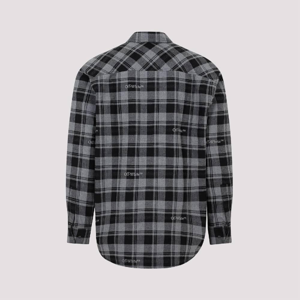 OFF-WHITE  Camicia Overshirt a Quadri in Cotone Grigio da Uomo Off-White Vendita Economica