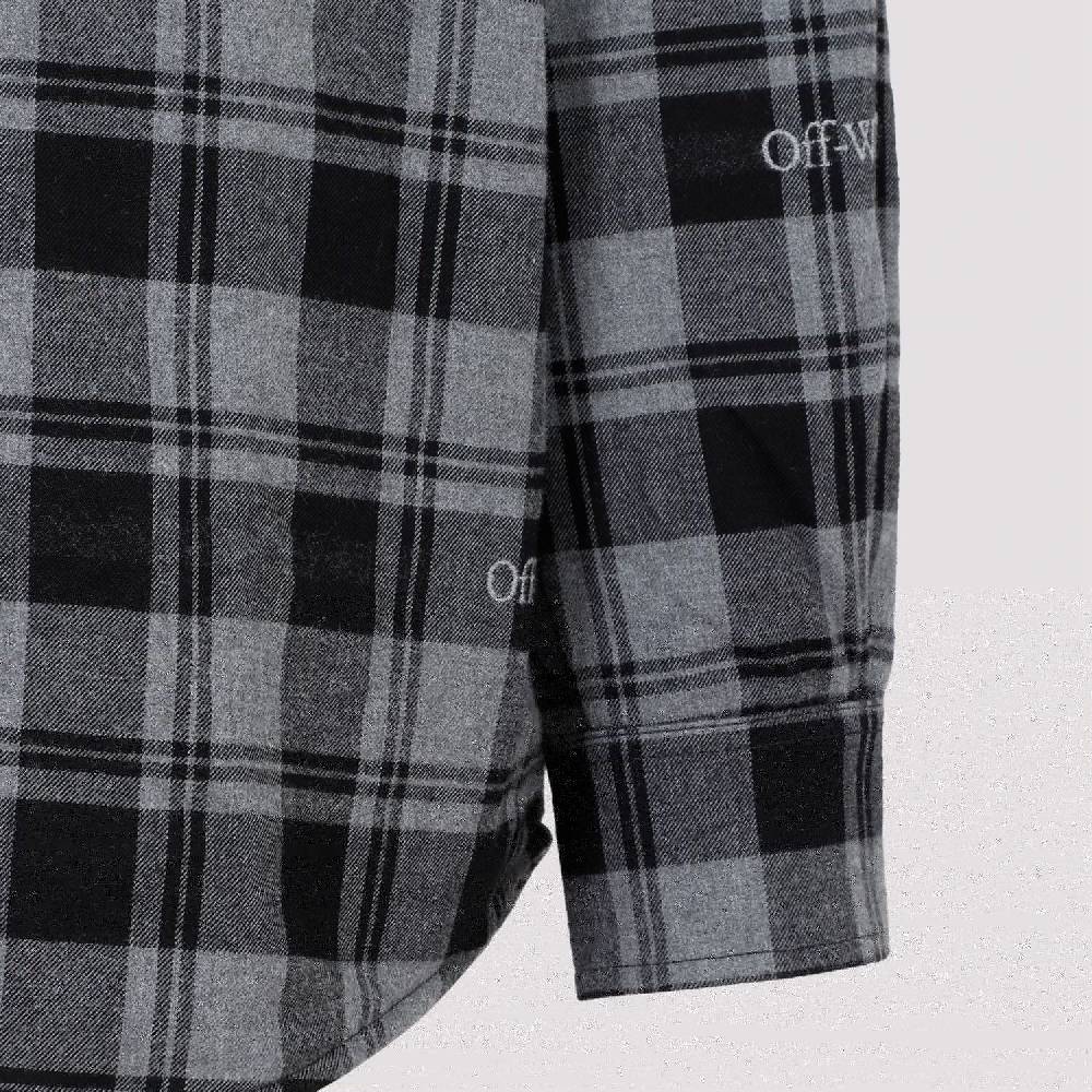 OFF-WHITE  Camicia Overshirt a Quadri in Cotone Grigio da Uomo Off-White Vendita Economica