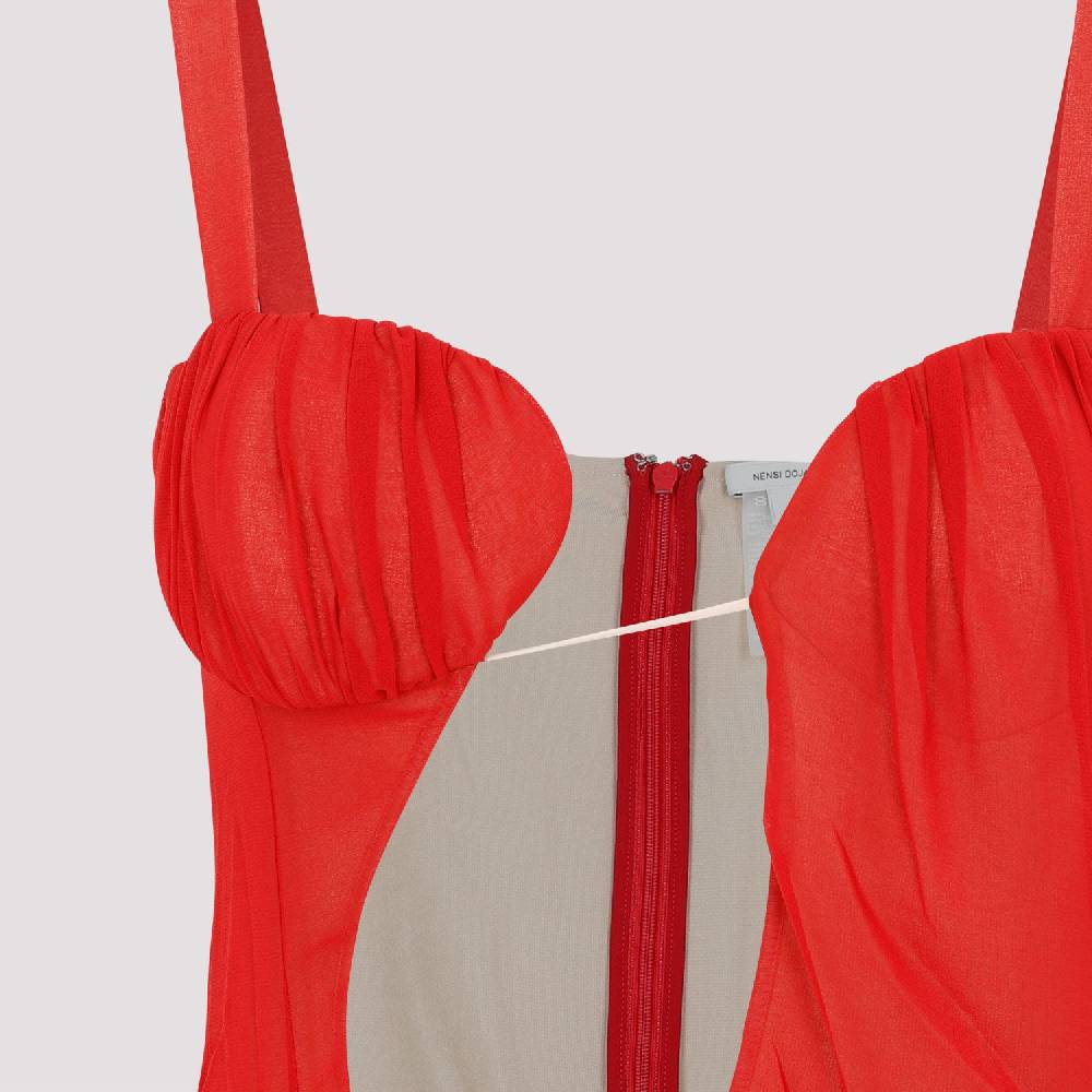 NENSI DOJAKA  Abito Mini Asimmetrico Rosso di Seta Nensi Dojaka I Più Venduti