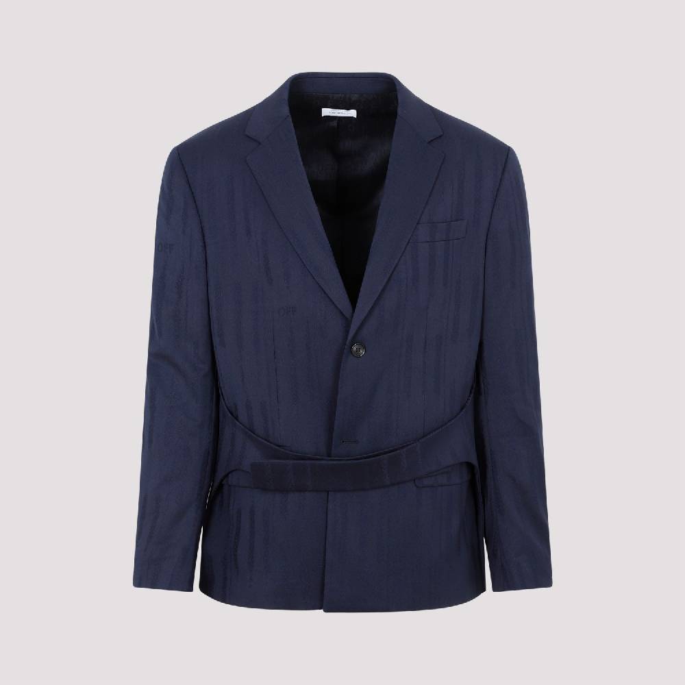 OFF-WHITE  Giacca Uomo Off-White in Lana Blu Shibori In Linea