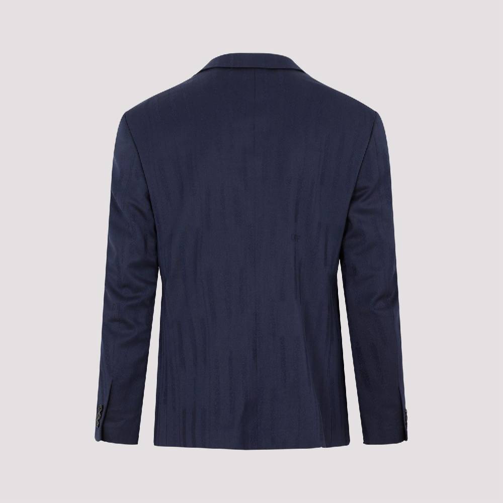OFF-WHITE  Giacca Uomo Off-White in Lana Blu Shibori In Linea