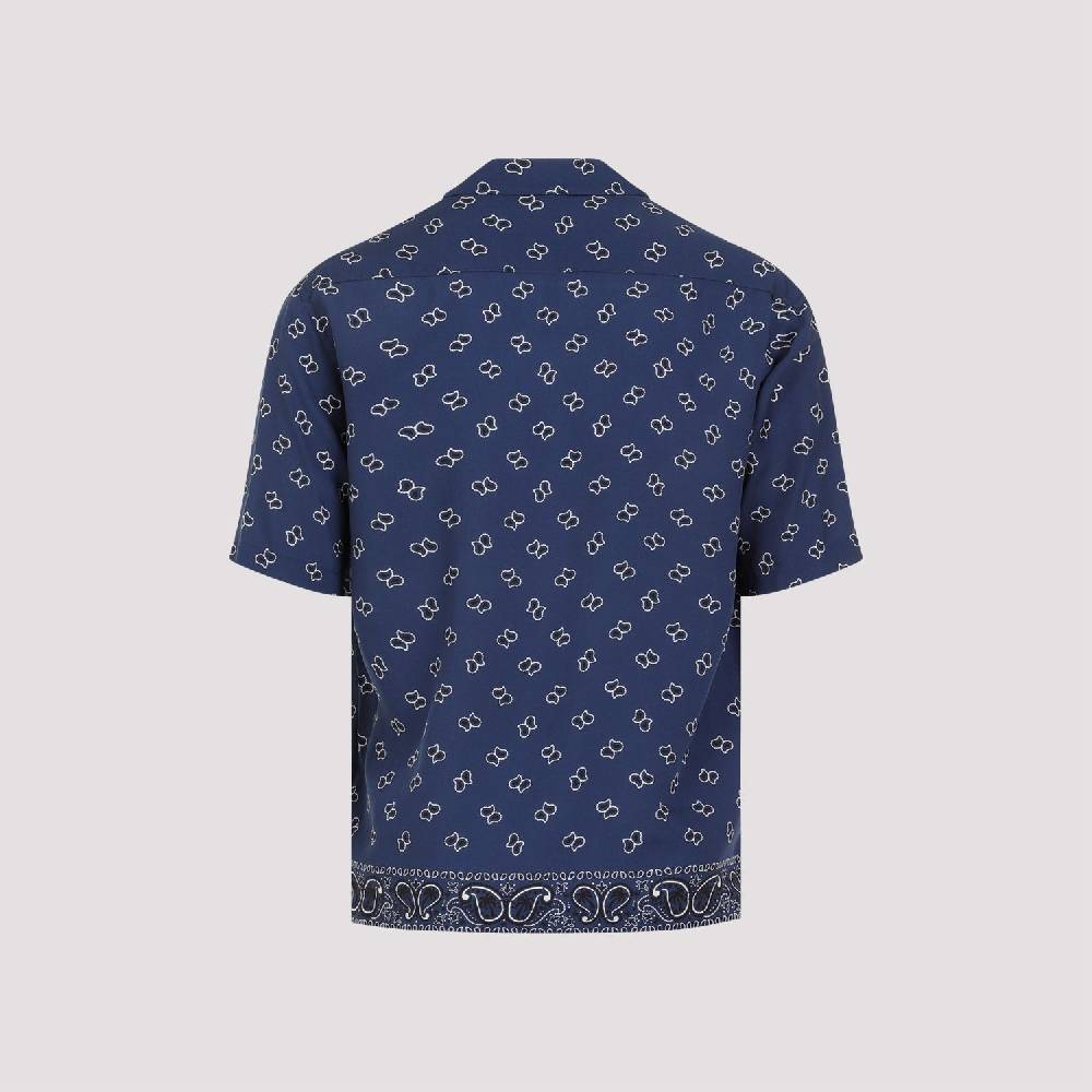 PALM ANGELS  Camicia Bowling Blu Navy Paisley Palm Angels Uomo Moda