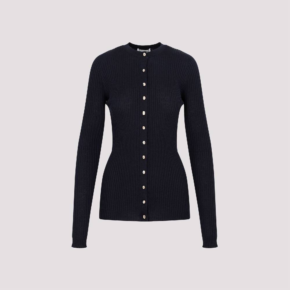 JIL SANDER  Cardigan Blu Notte in Lana e Seta da Donna Jil Sander Italia