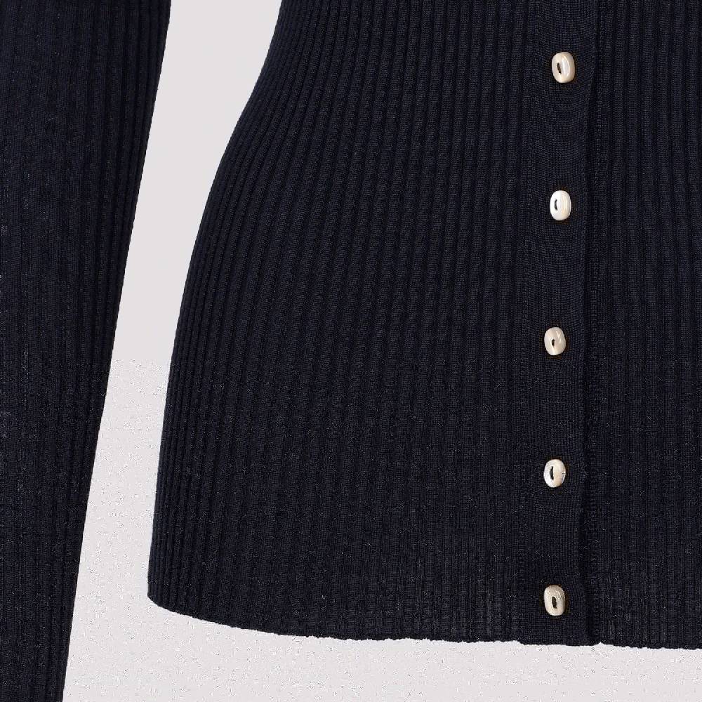 JIL SANDER  Cardigan Blu Notte in Lana e Seta da Donna Jil Sander Italia