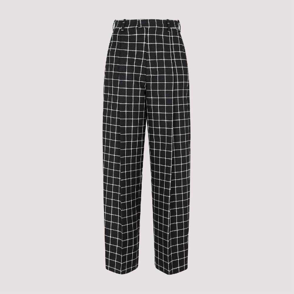 MARNI  Pantaloni Dritti di Lana a Quadri Neri MARNI per Donna Promozione Limitata