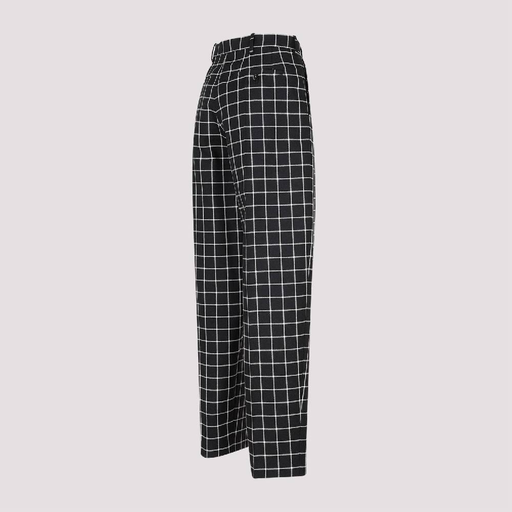 MARNI  Pantaloni Dritti di Lana a Quadri Neri MARNI per Donna Promozione Limitata