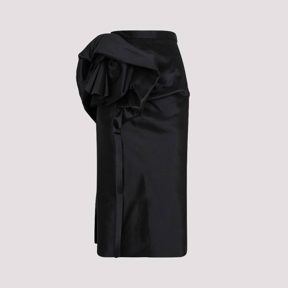MAISON MARGIELA  Gonna Midi Nera Drappeggiata Maison Margiela - Misto Poliestere/Seta Presa