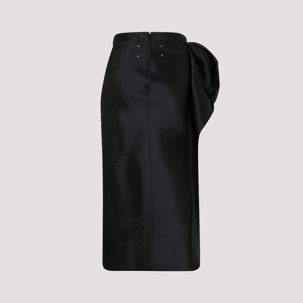 MAISON MARGIELA  Gonna Midi Nera Drappeggiata Maison Margiela - Misto Poliestere/Seta Presa