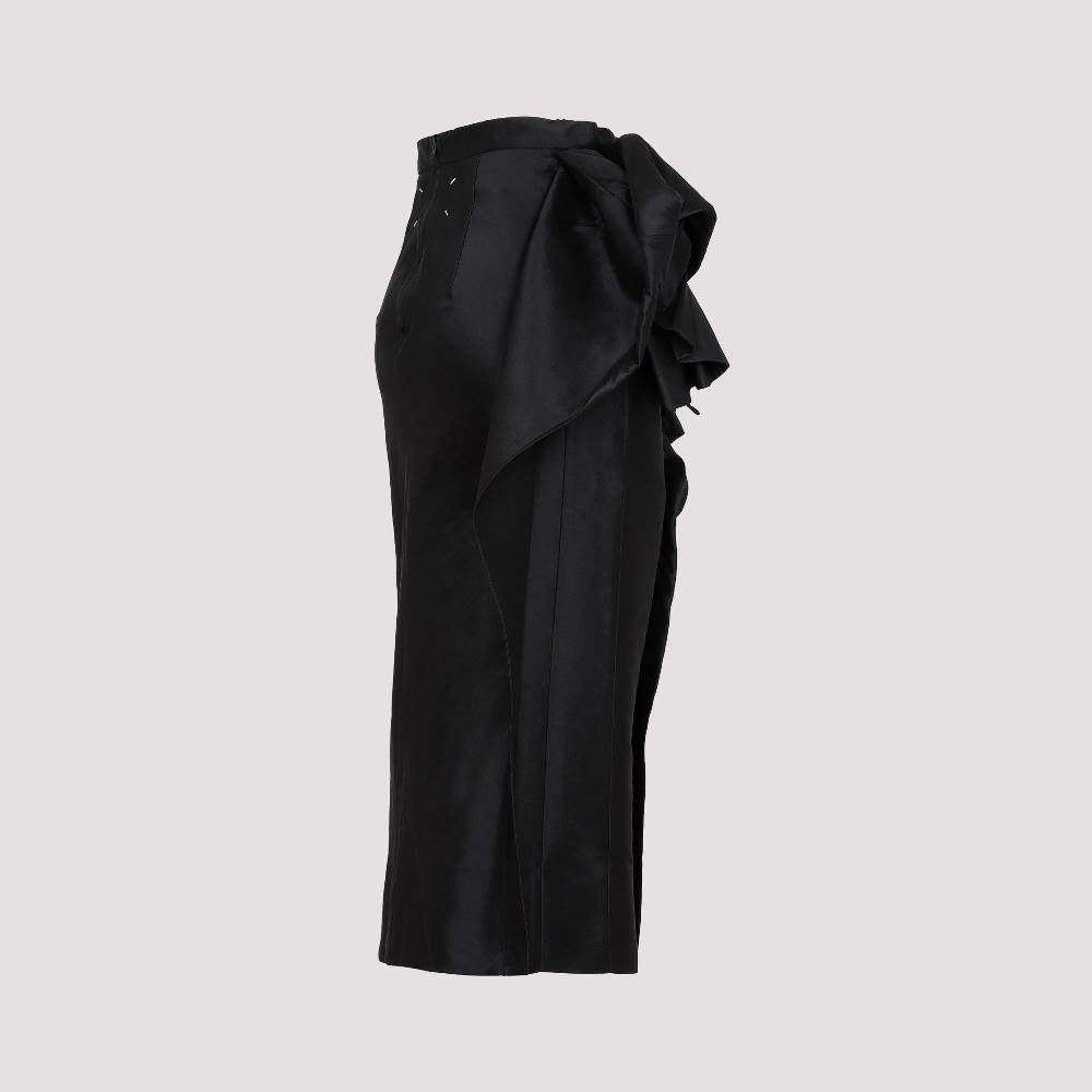 MAISON MARGIELA  Gonna Midi Nera Drappeggiata Maison Margiela - Misto Poliestere/Seta Presa