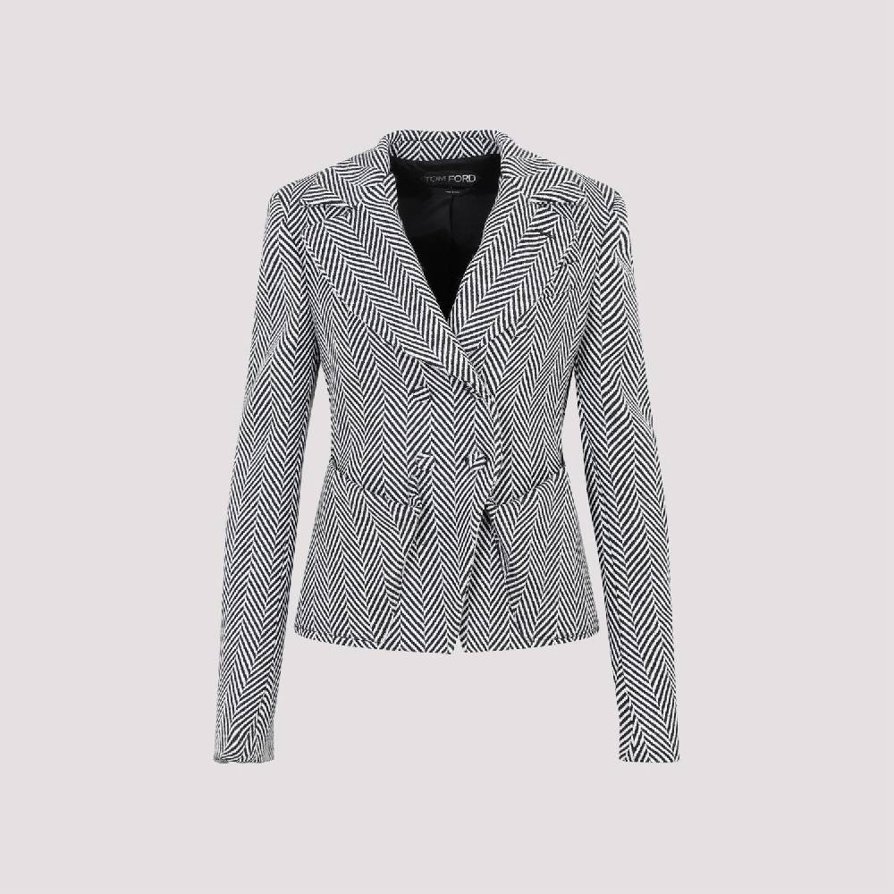 TOM FORD  Giacca Acetato Chevron Nera Tom Ford - Doppiopetto Donna Economico