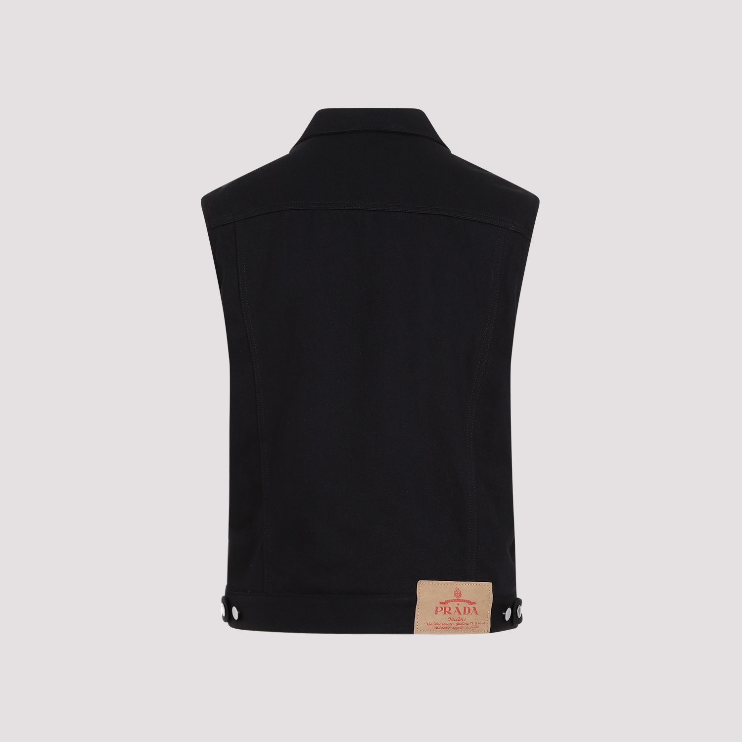 PRADA  Gilet di Jeans Nero in Cotone PRADA - Panciotto Senza Maniche Uomo Outlet
